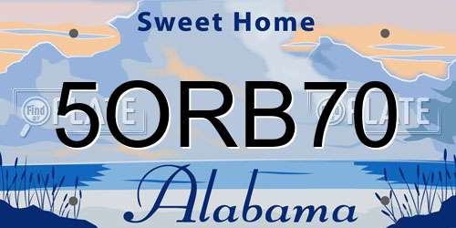 5ORB70 Alabama License Plate