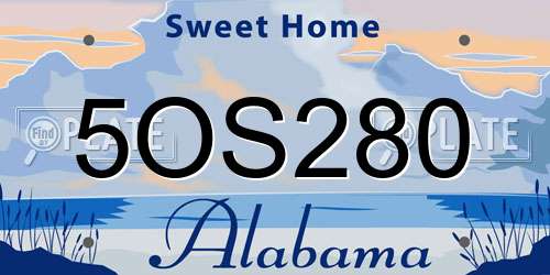5OS280 Alabama License Plate