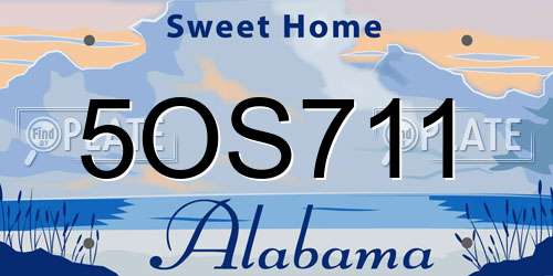 5OS711 Alabama License Plate