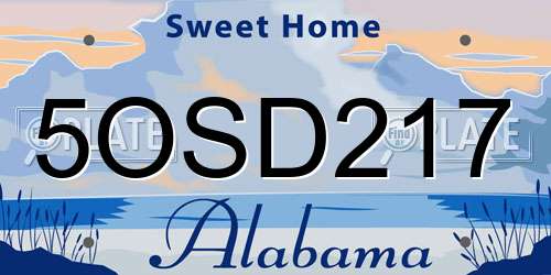 5OSD217 Alabama License Plate