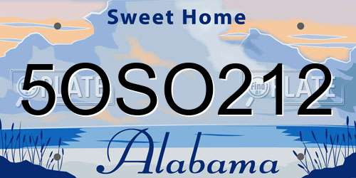 5OSO212 Alabama License Plate