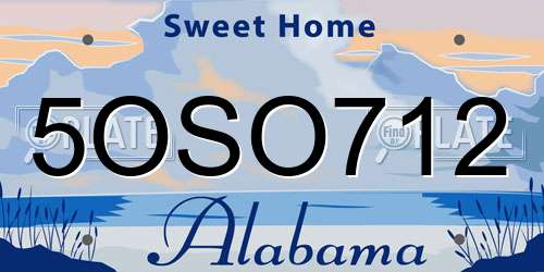 5OSO712 Alabama License Plate
