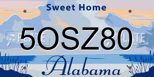 5OSZ80 Alabama License Plate