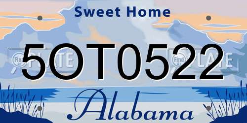 5OT0522 Alabama License Plate