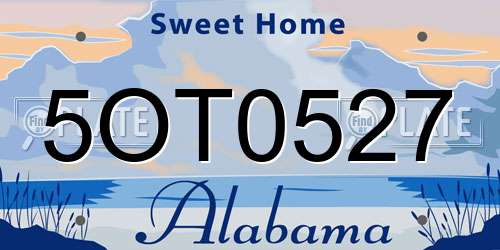 5OT0527 Alabama License Plate