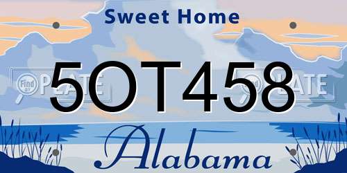 5OT458 Alabama License Plate