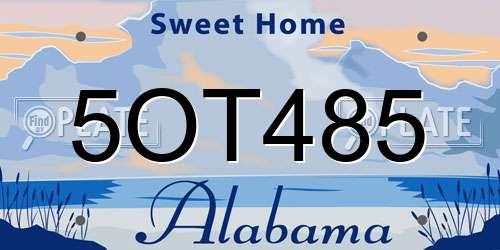 5OT485 Alabama License Plate