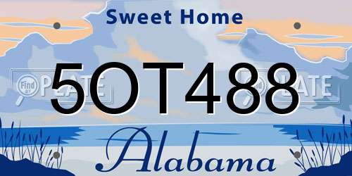 5OT488 Alabama License Plate
