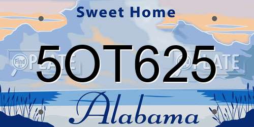 5OT625 Alabama License Plate