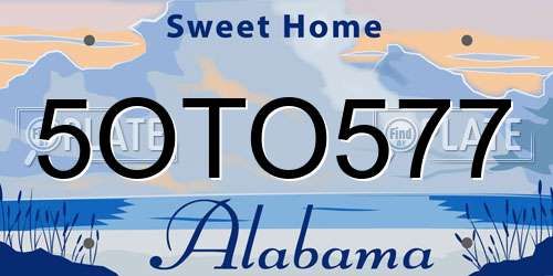 5OTO577 Alabama License Plate