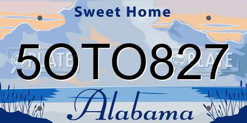 5OTO827 Alabama License Plate