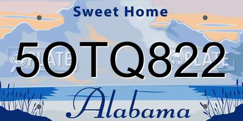 5OTQ822 Alabama License Plate