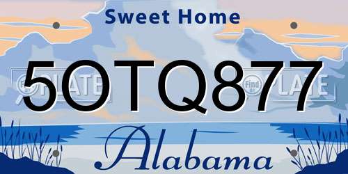 5OTQ877 Alabama License Plate