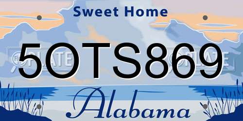 5OTS869 Alabama License Plate