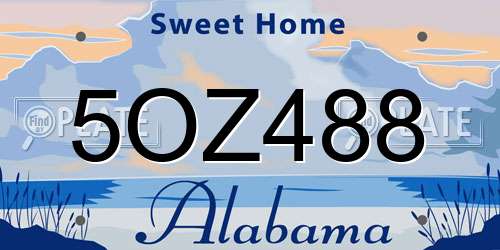 5OZ488 Alabama License Plate