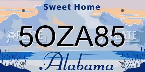5OZA85 Alabama License Plate