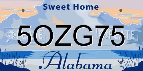5OZG75 Alabama License Plate