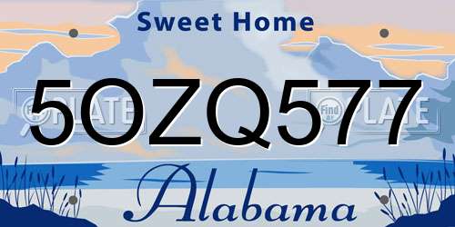 5OZQ577 Alabama License Plate