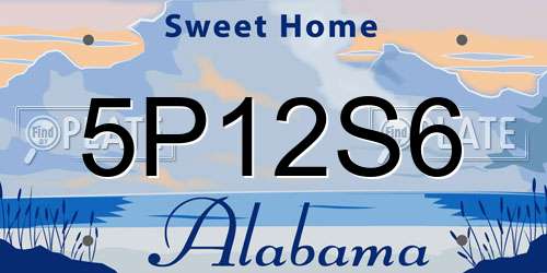 5P12S6 Alabama License Plate