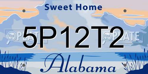 5P12T2 Alabama License Plate