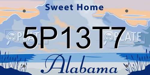 5P13T7 Alabama License Plate