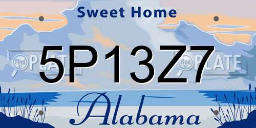 5P13Z7 Alabama License Plate