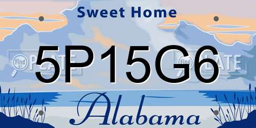5P15G6 Alabama License Plate