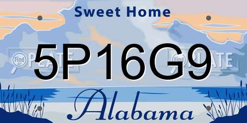 5P16G9 Alabama License Plate