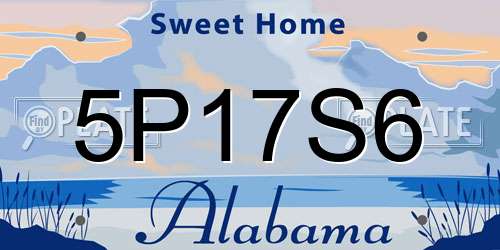 5P17S6 Alabama License Plate