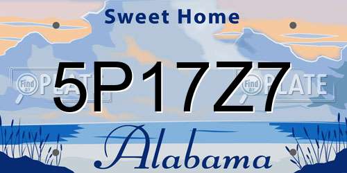 5P17Z7 Alabama License Plate