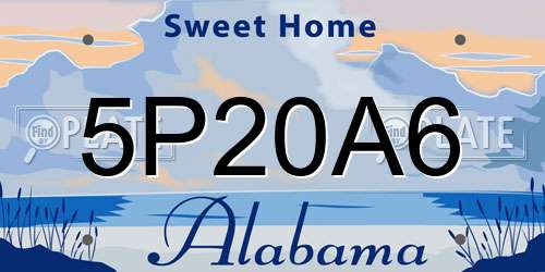 5P20A6 Alabama License Plate