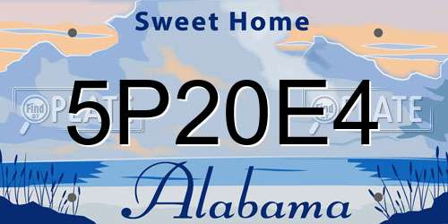 5P20E4 Alabama License Plate