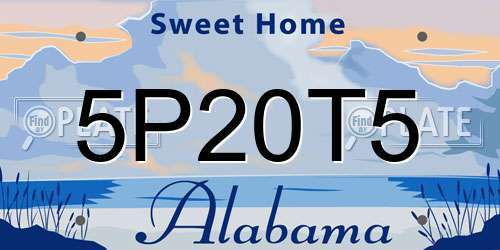 5P20T5 Alabama License Plate