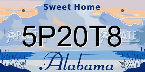 5P20T8 Alabama License Plate