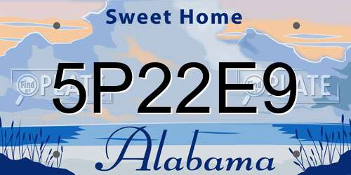 5P22E9 Alabama License Plate