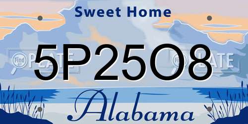 5P25O8 Alabama License Plate