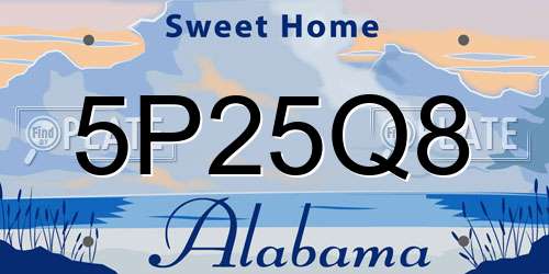 5P25Q8 Alabama License Plate