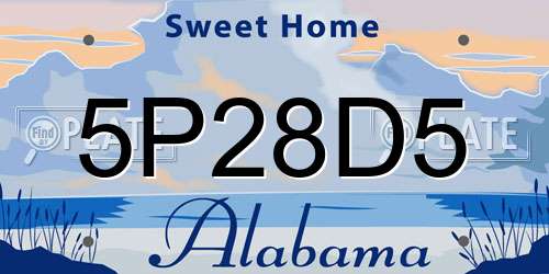 5P28D5 Alabama License Plate
