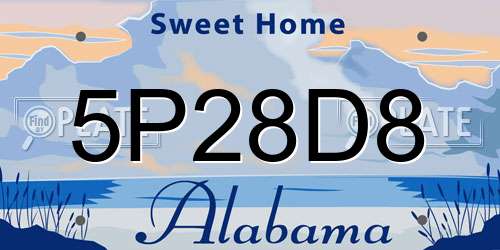 5P28D8 Alabama License Plate