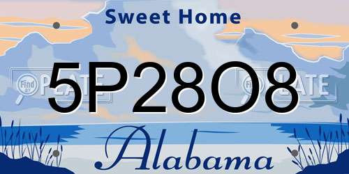 5P28O8 Alabama License Plate