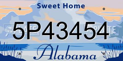5P43454 Alabama License Plate
