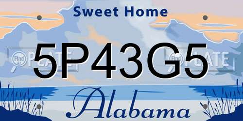 5P43G5 Alabama License Plate
