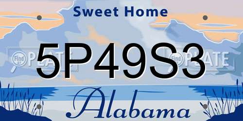 5P49S3 Alabama License Plate