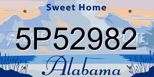 5P52982 Alabama License Plate