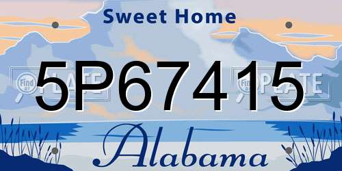5P67415 Alabama License Plate
