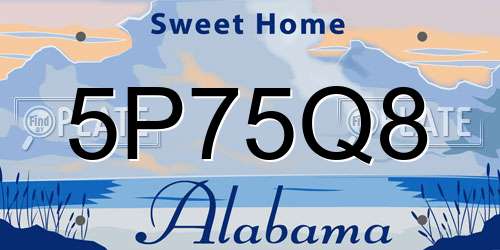 5P75Q8 Alabama License Plate