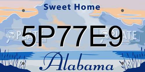 5P77E9 Alabama License Plate