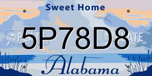 5P78D8 Alabama License Plate