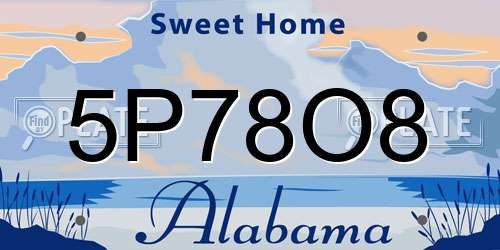 5P78O8 Alabama License Plate