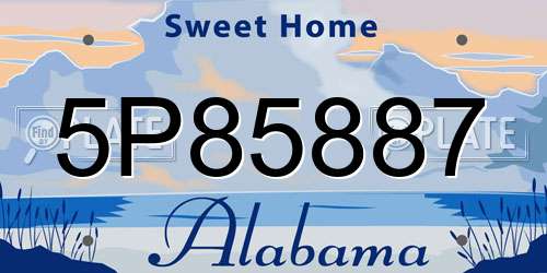 5P85887 Alabama License Plate